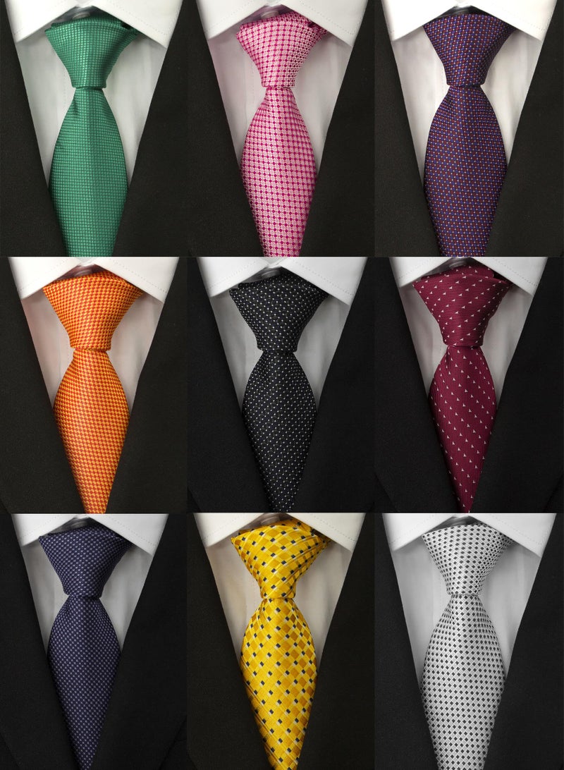 Adulove Men's Necktie Classic Silk Tie Woven Jacquard Neck Ties 9 PCS - Image 2